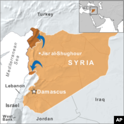 Map showing flow of refugees into Lebanon and Turkey
