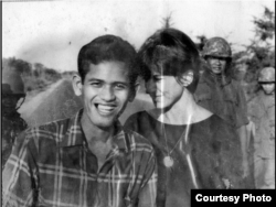 Kate Webb (right) with Chhim Sarath, her driver who was captured and killed. (Sylvana Foa/Documentation Center of Cambodia)