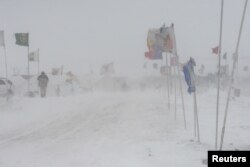 The Oceti Sakowin camp is seen as "water protectors" continue to demonstrate against plans to pass the Dakota Access pipeline near the Standing Rock Sioux Reservation, near Cannon Ball, N.D., Dec. 6, 2016.