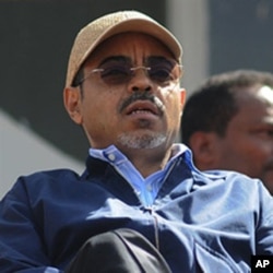 Ethiopian Prime Minister Meles Zenawi at the Meskel Square in Addis Ababa, 25 May 2010