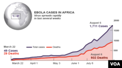 Ebola virus, rapid rise in spread of the disease, Aug. 7, 2014