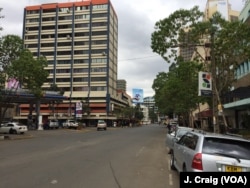 Usually busy streets of downtown Nairobi are quiet Wednesday, as Kenyans wait to hear the final results of Tuesday's national election. Aug. 9, 2017.
