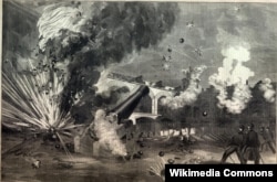 The attack against Fort Sumter in 1861, during the American Civil War.