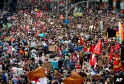 Thousands of people attend a protest against the G-20 summit in Hamburg, Germany, July 8, 2017.