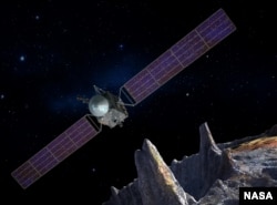 This artist illustration depicts NASA's Psyche spacecraft, which will conduct a direct exploration of an asteroid thought to be a stripped planetary core. (NASA/JPL-Caltech)