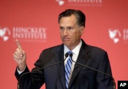 Former Republican presidential candidate Mitt Romney weighs in on the Republican presidential race during a speech at the University of Utah, in Salt Lake City, March 3, 2016.