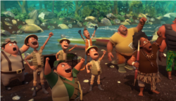 Dalam film, para satwa harus melawan kelompok pemburu dan melindungi hutan habitat mereka. (Courtesy: Batavia Pictures/Riki Rhino)