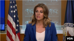 លោក​ស្រី​ Morgan Ortagus ជា​អ្នក​នាំ​ពាក្យ​ក្រសួង​ការ​បរទេស​អាមេរិក។