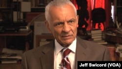 C.T. Vivian, shown at home in Atlanta in June 2015, 50 years earlier told a hostile white sheriff in Selma, Alabama: 'You can't turn your back on justice.' (J. Swicord/VOA)