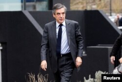 Francois Fillon, 2017 presidential election candidate, visits a local police station in Meaux, France, Feb. 27, 2017.