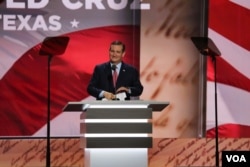 Ted Cruz takes the stage at the Republican National Convention, July 20, 2016. (A. Shaker/VOA)