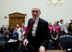 U.S. Special Representative for Venezuela Elliott Abrams arrives to testify before the House Foreign Affairs subcommittee hearing on Venezuela on Capitol Hill in Washington, Feb. 13, 2019.