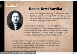 Tokoh perempuan asal Jawa Barat, Raden Dewi Sartika, mendirikan Sakola Kautamaan Istri menjadi materi diskusi daring tentang Perempuan dan Pendidikan, Selasa (28/12), dalam tangkapan layar. (Foto: VOA/Yudha Satriawan)