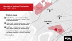 Protest areas around the Republican National Convention