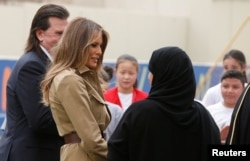 First lady Melania Trump visits American International School in Riyadh, Saudi Arabia, May 21, 2017.