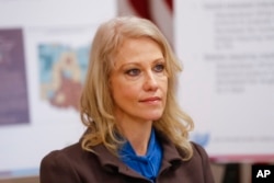 FILE - Kellyanne Conway, Feb. 5, 2018, in Cincinnati.