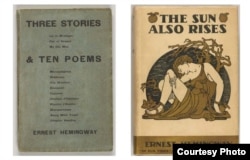 Left: Three Stories & Ten Poems, [Paris]: Contact Publishing Co., 1923, Right: The Sun Also Rises, New York: Charles Scribner’s Sons, 1926, Both from The Carter Burden Collection of American Literature, The Morgan Library & Museum, Photography by Graham S. Haber, 2014.