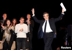 Francois Fillon, a former French prime minister, member of the Republican political party and 2017 presidential election candidate of the French center-right, attends a campaign rally in Toulon, France, March 31, 2017.