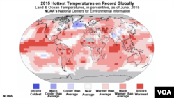 NOAA, 2015 Hottest Temperatures on Record, Globally