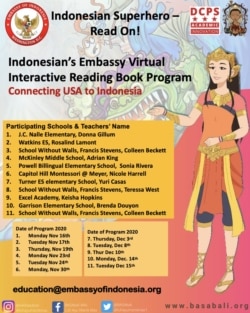 Daftar Sekolah di Washington DC dalam Program Pendidikan Global. (Foto: Courtesy/KBRI- Alissa Stern)