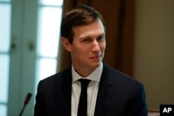White House senior adviser Jared Kushner listens during a meeting with Palestinian leader Mahmoud Abbas at the White House, May 3, 2017, in Washington.
