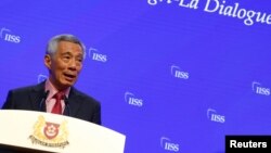 Singapore's Prime Minister Lee Hsien Loong delivers a keynote address at the IISS Shangri-la Dialogue in Singapore, May 31, 2019.
