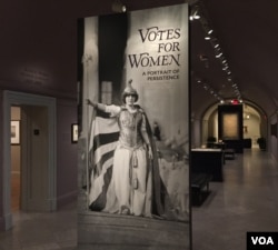 The Votes for Women exhibit at the National Portrait Gallery traces the long struggle for women to gain the right to vote in America. (J.Taboh/VOA)