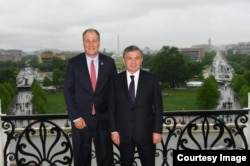 Congressman Trent Kelly with Uzbek President Shavkat Mirziyoyev, U.S. Congress, Washington, May 17, 2018