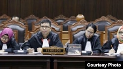 Suasana sidang judicial review soal batasan usia dalam UU Perkawinan 1974 di Mahkamah Konstitusi, Jakarta, Juni 2015 (Courtesy: Koalisi Perempuan Indonesia).