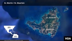 Map of St. Martin / St. Maarten island in the Caribbean