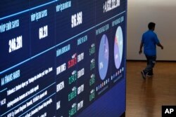 A man walks in Borsa Istanbul (BIST) stock exchange in Istanbul, June 13, 2018.