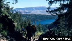 Hikers above Phelps Lake