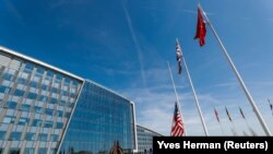 BELGIUM -- A view of the new NATO headquarters in Brussels, April 19, 2018