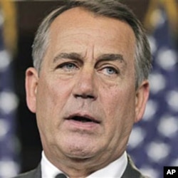House Speaker John Boehner of Ohio speaks with reporters on Capitol Hill in Washington, DC, June 23, 2011