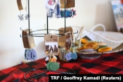 Beaded jewelry for sale by the Northern Rangelands Trust charity, made by women from Kenya's Rendille, Samburu and Maasai communities in Isiolo County, Kenya, April 20, 2017.