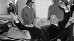 President Harry Truman, left, and his successor, President-elect Dwight D. Eisenhower during inauguration ceremonies on January 2, 1953