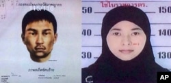 Images released Aug. 31, 2015, by National Council for Peace and Order shows sketch of unidentified man who police say was living in second apartment, which was raided by Thai authorities and a female suspect.