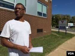 Fifty-eight-year-old Greg Nelson, just one of thousands of non-violent drug offenders slated for early release from prison under new federal sentencing guidelines, in Baltimore, Maryland, Oct. 2015. (C. Presutti/VOA).