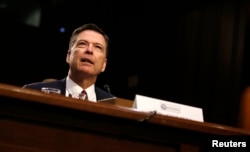 Former FBI Director James Comey testifies before a Senate Intelligence Committee hearing on Russia's alleged interference in the 2016 U.S. presidential election on Capitol Hill in Washington, June 8, 2017.