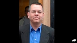 FILE - In this undated file photo, Andrew Brunson, an American pastor, stands in Izmir, Turkey.