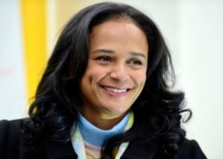FILE - Angolan businesswoman Isabel Dos Santos speaks in Maia, central Portugal, Feb. 5, 2018.