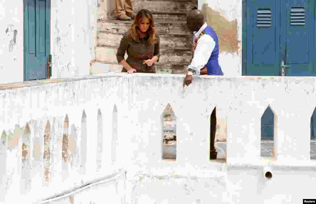 U.S. first lady Melania Trump visits Cape Coast castle, Ghana, October 3, 2018.