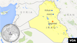 Peta wilayah Irak dan lokasi kota Amerli.