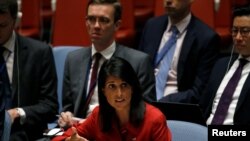 Nikki Haley, Conseil de sécurité des Nations Unies, New York, le 5 juillet 2017. 