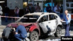 Jurnalist Pavel Sheremet halok bo'lgan joy. 20-iyul, 2016-yil.