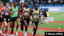 U.S. Army soldier-athletes Shadrack Kipchirchir and Paul Chelimo competing in the 5000-meters at the 2016 U.S. Olympic Track and Field Team Trials on July 9. Spc. Chelimo punched his ticket to the Rio Olympics in this race.