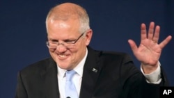 Perdana Menteri Australia Scott Morrison di Sydney, Australia, 19 Mei 2019.