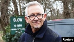 Former British football player Gary Lineker leaves his home in London, Britain, March 12, 2023. 