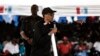Incumbent Rwandan President Paul Kagame gives a speech during a campaign rally July 31, 2017, in Gakenke, Rwanda, ahead of the August 4 presidential election.