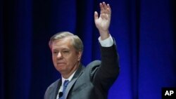 Republican presidential candidate, Senator Lindsey Graham, seen in this file photo from Nov. 13, 2015, dropped out of the 2016 Republican presidential contest Monday, acknowledging that he was winning little political support.